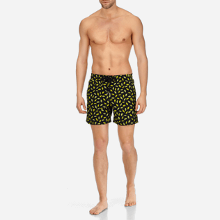 Men Classic / Moorea Embroidered - Men Swimtrunks Embroidered Mini Fish - Limited Edition, Black frontworn Men Classic / Moorea Embroidered - Men Swimtrunks Embroidered Mini Fish - Limited Edition, Black frontworn