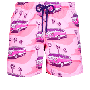 Picture of Men Classic Printed - Men Swimwear 1992 On The Road, Pink litchi front view Picture of Men Classic Printed - Men Swimwear 1992 On The Road, Pink litchi front view