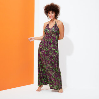 Imagen de Mujer Autros Estampado - Vestido largo fluido con estampado Madrague para mujer, Hierba verde detalles vista 5 Imagen de Mujer Autros Estampado - Vestido largo fluido con estampado Madrague para mujer, Hierba verde detalles vista 5