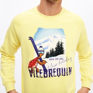 Men Others Printed - Men Cotton Fleece Sweatshirt Turtle Skier Snow and Sun, Buttercup yellow details view 1