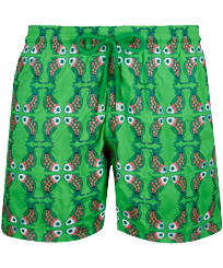 Men Classic Embroidered - Men Swimwear Embroidered Sweet Fishes - Limited Edition, Grass green front view