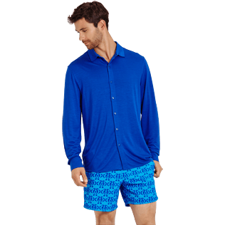 Uomo Altri Unita - Camicia uomo in jersey di lyocell a tinta unita, Blu reale supp3 Uomo Altri Unita - Camicia uomo in jersey di lyocell a tinta unita, Blu reale supp3