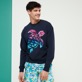 Men Others Printed - Men Cotton Sweatshirt Embroidered Turtle, Navy front worn view