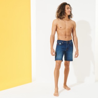 Uomo Altri Stampato - Bermuda uomo in denim con stampa 1977 Spring Flower, Blu marine supp7 Uomo Altri Stampato - Bermuda uomo in denim con stampa 1977 Spring Flower, Blu marine supp7