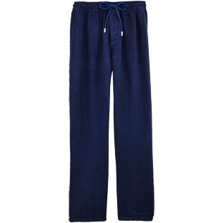 Hombre Autros Liso - Pantalón de lino liso para hombre, Azul marino front Hombre Autros Liso - Pantalón de lino liso para hombre, Azul marino front