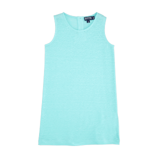 Mädchen Andere Uni - Solid Kleid aus Leinenjersey für Mädchen, Lagune front Mädchen Andere Uni - Solid Kleid aus Leinenjersey für Mädchen, Lagune front