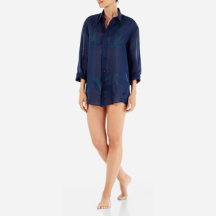 Shirts Embroidered - Unisex Linen Voile Shirt Solid, Navy supp4 Shirts Embroidered - Unisex Linen Voile Shirt Solid, Navy supp4
