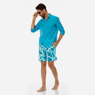 Hombre Clásico largon Estampado - Bañador de corte largo con estampado Double Focus para hombre - De venta exclusiva en la tienda en línea, Menta supp2 Hombre Clásico largon Estampado - Bañador de corte largo con estampado Double Focus para hombre - De venta exclusiva en la tienda en línea, Menta supp2