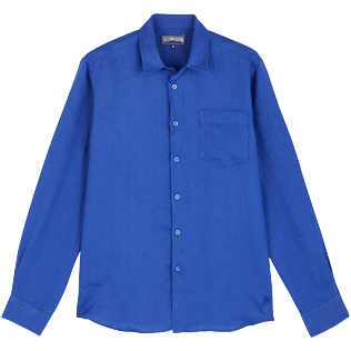 Herren Andere Uni - Einfarbiges Hemd aus Leinen für Herren, Batik blue front Herren Andere Uni - Einfarbiges Hemd aus Leinen für Herren, Batik blue front
