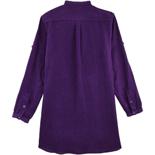 Women Others Embroidered - Women stand-up collar embroidered Linen Long Shirt Porto Rico, Reddish purple back Women Others Embroidered - Women stand-up collar embroidered Linen Long Shirt Porto Rico, Reddish purple back