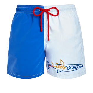 Herren Klassische Bestickt - Herren Bademode mit buntem, aufgesticktem Vilebrequin Haifisch – Vilebrequin x JCC+ – Limitierte Serie, Weiss front Herren Klassische Bestickt - Herren Bademode mit buntem, aufgesticktem Vilebrequin Haifisch – Vilebrequin x JCC+ – Limitierte Serie, Weiss front