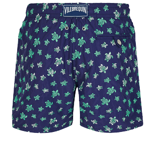 Men Classic Embroidered - Men Swim Trunks Embroidered Micro Ronde Des Tortues - Limited Edition, Sapphire back view
