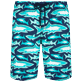 Men Long classic Printed - Men Long Swim Shorts Requins 3D, Navy front view