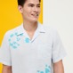 Men Others Printed - Men Bowling Shirt Linen and Cotton Snail Tie & Dye, Azure details view 2