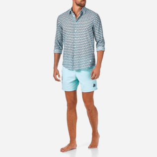 Chemises Imprimé - Chemise en voile de coton Fishes Cube, Azur frontworn Chemises Imprimé - Chemise en voile de coton Fishes Cube, Azur frontworn