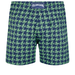 Men Others Printed - Men Stretch Swim Trunks Fish Foot, Navy back view