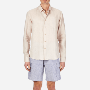 Uomo Altri Unita - Camicia uomo in lino tinta unita, Gesso supp1 Uomo Altri Unita - Camicia uomo in lino tinta unita, Gesso supp1