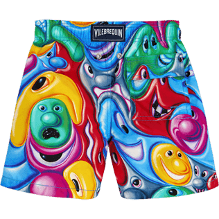 Boys Others Printed - Boys Swimwear Faces In Places - Vilebrequin x Kenny Scharf, Multicolor back view