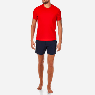 Uomo T-Shirt Unita - T-shirt a tinta unita in piquet di cotone, Papavero frontworn Uomo T-Shirt Unita - T-shirt a tinta unita in piquet di cotone, Papavero frontworn