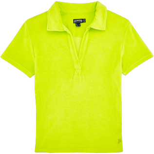 Women Others Solid - Women Terry Cloth Polo shirt Solid, Chartreuse front Women Others Solid - Women Terry Cloth Polo shirt Solid, Chartreuse front