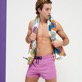 Men Others Solid - Men Swim Trunks Short and Fitted Stretch Solid, Pink dahlia details view 3