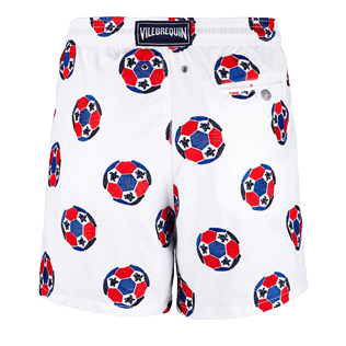 Herren Klassische Moorea Bestickt - Soccer Turtles Bademode mit Stickarbeiten für Herren – Limited Edition, Weiss back Herren Klassische Moorea Bestickt - Soccer Turtles Bademode mit Stickarbeiten für Herren – Limited Edition, Weiss back