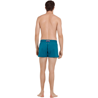 Men Short classic Solid - Men Swimwear Short and Fitted Stretch Solid, Pine wood back worn view