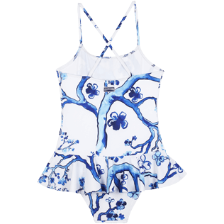 Mädchen Andere Bedruckt - Cherry Blossom Badeanzug für Mädchen, Sea blue Rückansicht