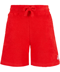 Boys Bermuda Solid Poppy red front view