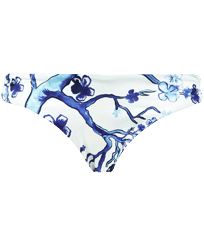 Women Classic brief Printed - Women Bikini Bottom Midi Brief Cherry Blossom, Sea blue front view