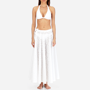 Women 014 Embroidered - Women Long Cotton Pareo Skirt Eyelet Embroidery, White supp1 Women 014 Embroidered - Women Long Cotton Pareo Skirt Eyelet Embroidery, White supp1