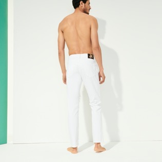 Men Others Solid - Men Tapored Pants Solid, White back worn view
