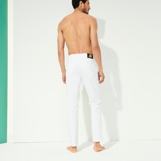 Picture of Men Others Solid - Men 5-Pockets Pants Solid, White back worn view Picture of Men Others Solid - Men 5-Pockets Pants Solid, White back worn view