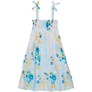 Girls Others Printed - Girls Cotton Veil Dress Belle Des Champs, Soft blue front view