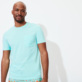 Hombre Autros Liso - Camiseta de algodón orgánico de color liso para hombre, Laguna vista frontal desgastada
