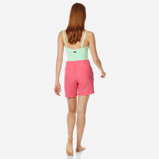 Women Others Solid - Women Linen Bermuda Shorts Solid, Cherry blossom backworn Women Others Solid - Women Linen Bermuda Shorts Solid, Cherry blossom backworn