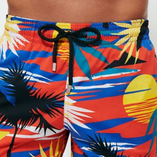 Men Others Printed - Men Stretch Swim Trunks Hawaiian Stretch - Vilebrequin x Palm Angels, Red details view 4