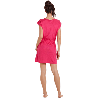 女款 Others Solid - 女士纯色短款亚麻平纹布连衣裙, Gooseberry red backworn 女款 Others Solid - 女士纯色短款亚麻平纹布连衣裙, Gooseberry red backworn