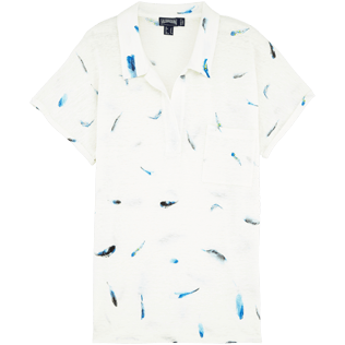 Women Polos Printed - Blue Breath Jersey Polo, White front Women Polos Printed - Blue Breath Jersey Polo, White front