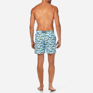Hombre Corte Clásico Estampado - Bañador con estampado Sardine à l'Huile, Cielo azul backworn Hombre Corte Clásico Estampado - Bañador con estampado Sardine à l'Huile, Cielo azul backworn