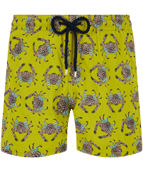 Men Swim Trunks Embroidered Only Crabs ! - Limited Edition Matcha front view