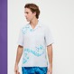 Men Others Printed - Men Bowling Shirt Linen and Cotton Snail Tie & Dye, Azure details view 7