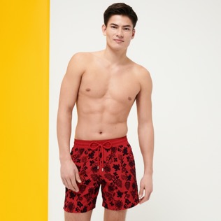Men Ultra-light classique Printed - Men Swimwear Ultra-light and packable Natural Turtles Flocked, Peppers front worn view