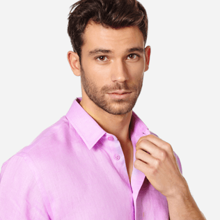 Uomo Altri Unita - Camicia uomo in lino tinta unita, Cyclamen supp1 Uomo Altri Unita - Camicia uomo in lino tinta unita, Cyclamen supp1