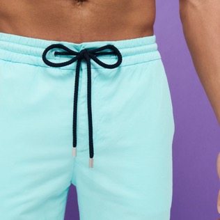 Hombre Autros Liso - Pantalones cómodos elásticos de lino y algodón lisos para hombre, Laguna detalles vista 2