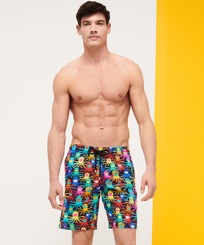 Men Long classic Printed - Men Swimwear Long Multicolore Medusa, Navy front worn view