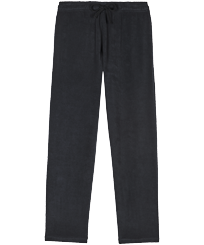 Men Others Solid - Unisex Terry Jacquard Elastic Belt Pants, Black front view