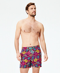 Men Classic Embroidered - Men Swimwear Embroidered Tropical turtles - Limited Edition, Kerala front worn view