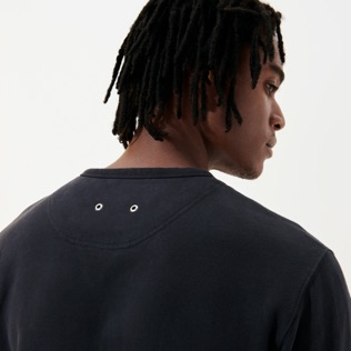 Herren Andere Bedruckt - Einfarbiges Baumwoll-Sweatshirt mit Rundhalsausschnitt für Herren, Marineblau Details Ansicht 1