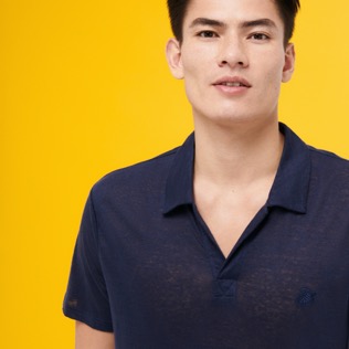 男款 Others 纯色 - 男士纯色亚麻运动 Polo 衫, Navy supp1 男款 Others 纯色 - 男士纯色亚麻运动 Polo 衫, Navy supp1